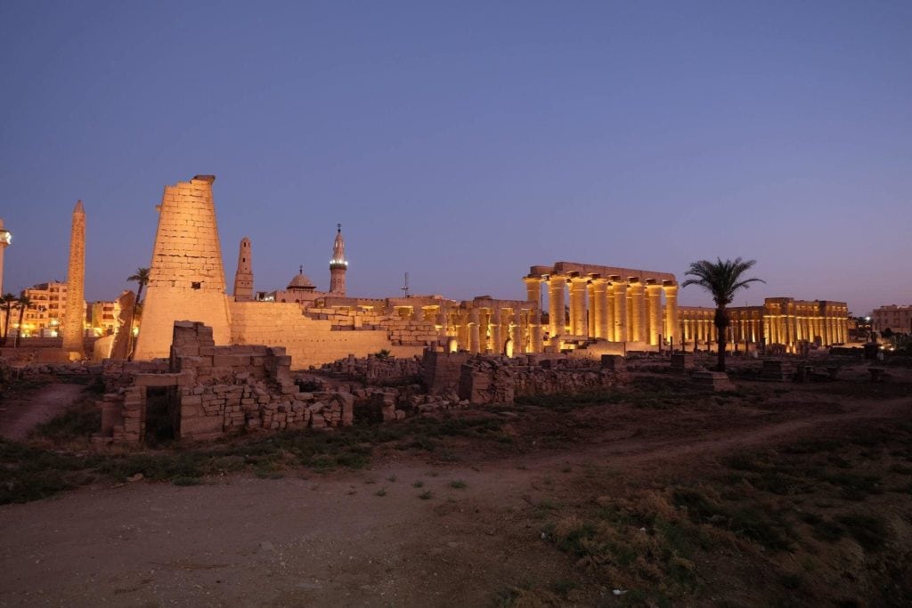 The beautiful Luxor Temple is lit at night and open to the public until 9pm. It's a great spot to enjoy the sunset. Photo: Genevieve Hathaway Photography.
