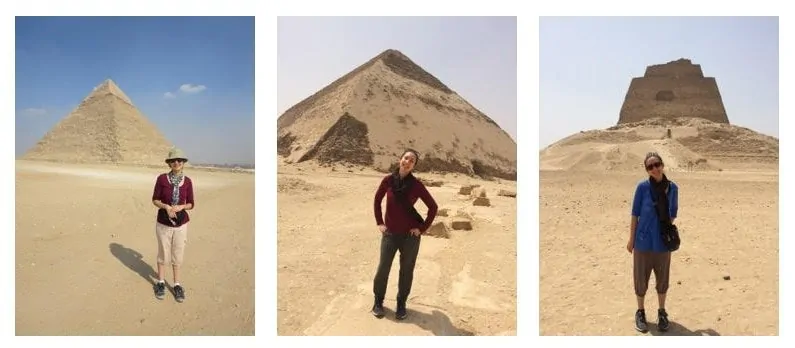 Joanie exploring Egypt in a few of her favorite travel outfits.