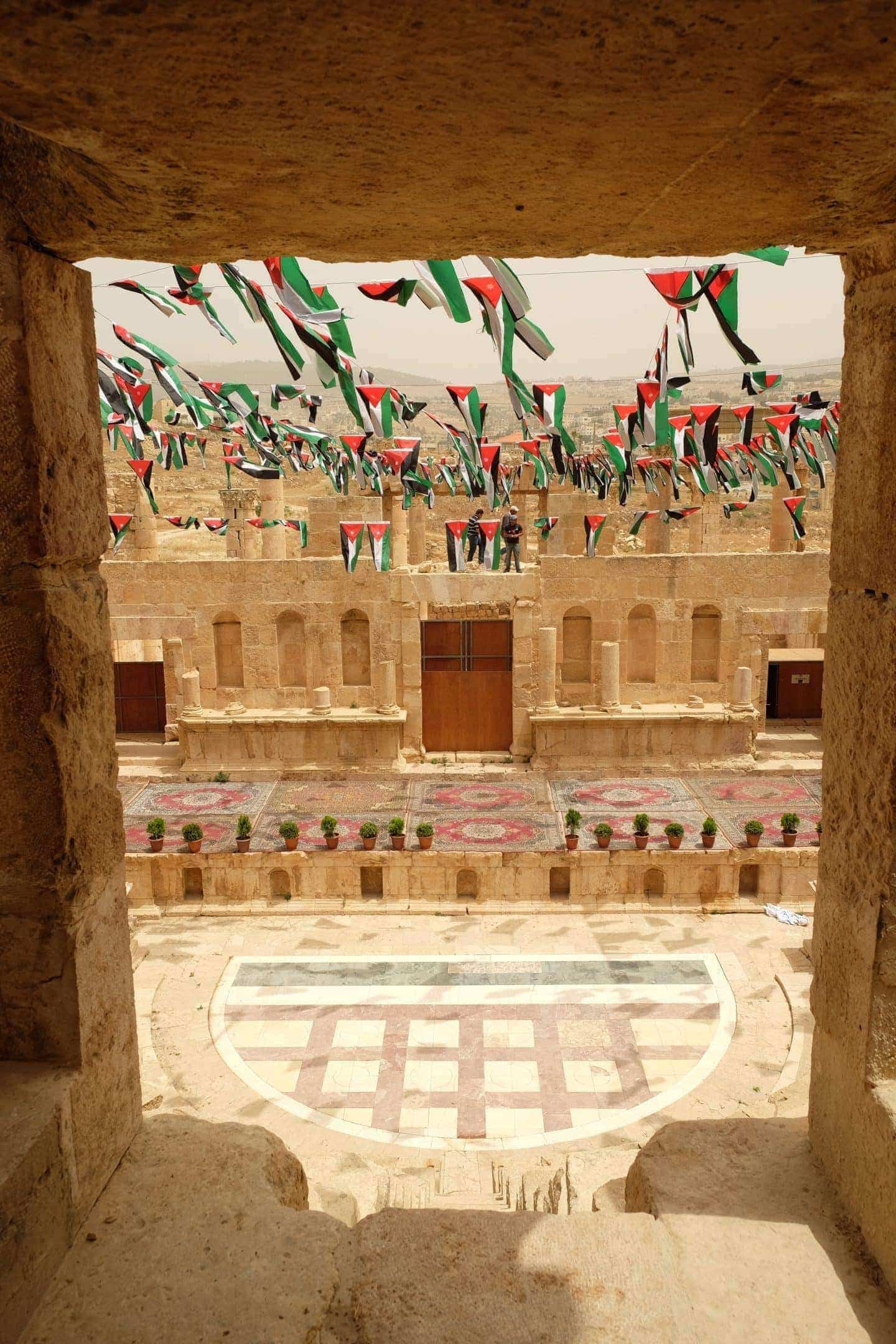 Second theatre decorated for a Jordanian holiday. Photo: Genevieve Hathaway Photography.
