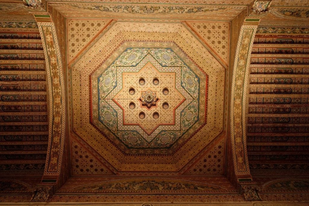 Bahia Palace ceiling. Marrakech, Morocco. ArchaeoAdventures Tours.