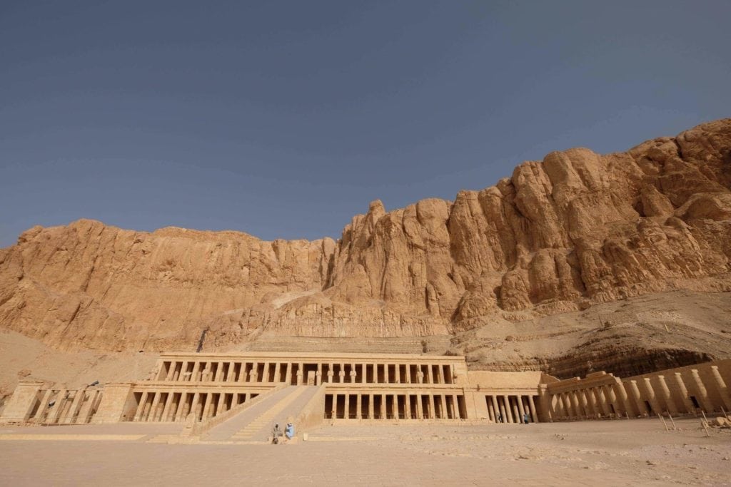 Enjoying a few solitary moments at Hatshepsut's Mortuary Temple. Photo: Genevieve Hathaway Photography.