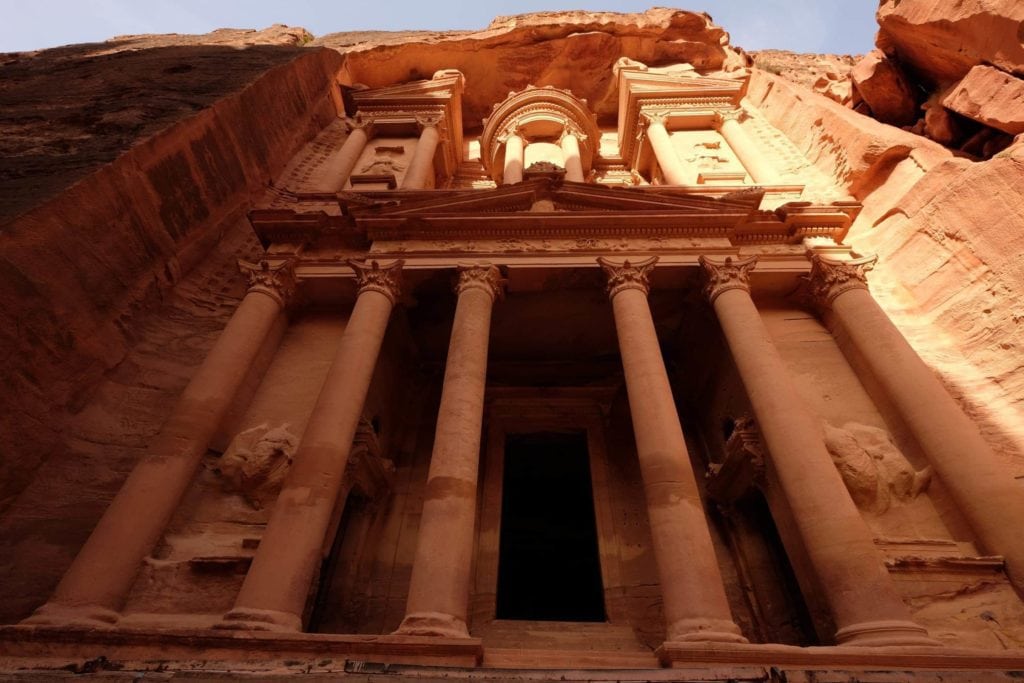 Petra's famous Treasury looms over visitors s they come out of the Siq. It's very impressive and lives up to its billing. Photo: Genevieve Hathaway Photography.